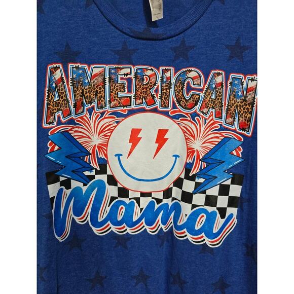 CODE FIVE LAT Apparel Women’s Blue Patriotic Graphic T-Shirt – Large - Picture 4 of 6